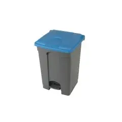 Pedalspand, grå 45 liter med blåt låg, i kraftig konstruktion. - Pedalspande 45 liter