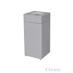 Åben top container, firkantet, 51 liter, lys grå. - Design-sorteringsspande i metal – modulopbygget