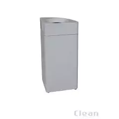 Åben top container, trekantet, 36 liter, lys grå. - Design-sorteringsspande i metal – modulopbygget