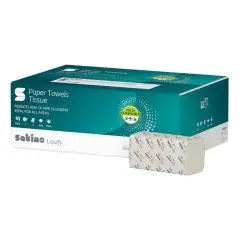 Satino håndklædeark Z-fold, 2-lags hvid, let opløseligt Liquify, 25x150 ark. pr. krt. Art nr. 276581 - Håndklædeark og ruller