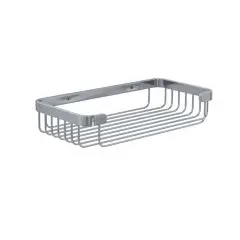 Væghængt aflang, åben sæbekurv- /hylde til bruseniche, AISI 304 rustfri stål, blank - Indretning på badeværelset