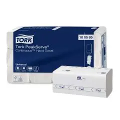 Tork Håndklædeark H5 Universal, Interfold 1-lag, nyfiber hvid, 12 pk x 410 stk/krt. Art nr. 100585. - 