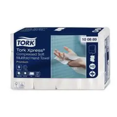 Tork Håndklædeark H2 Xpress, Soft Multifold komprimerede, Nyfiber Hvid, 12pk x 225 ark pr. krt.  Art nr. 100889 - 